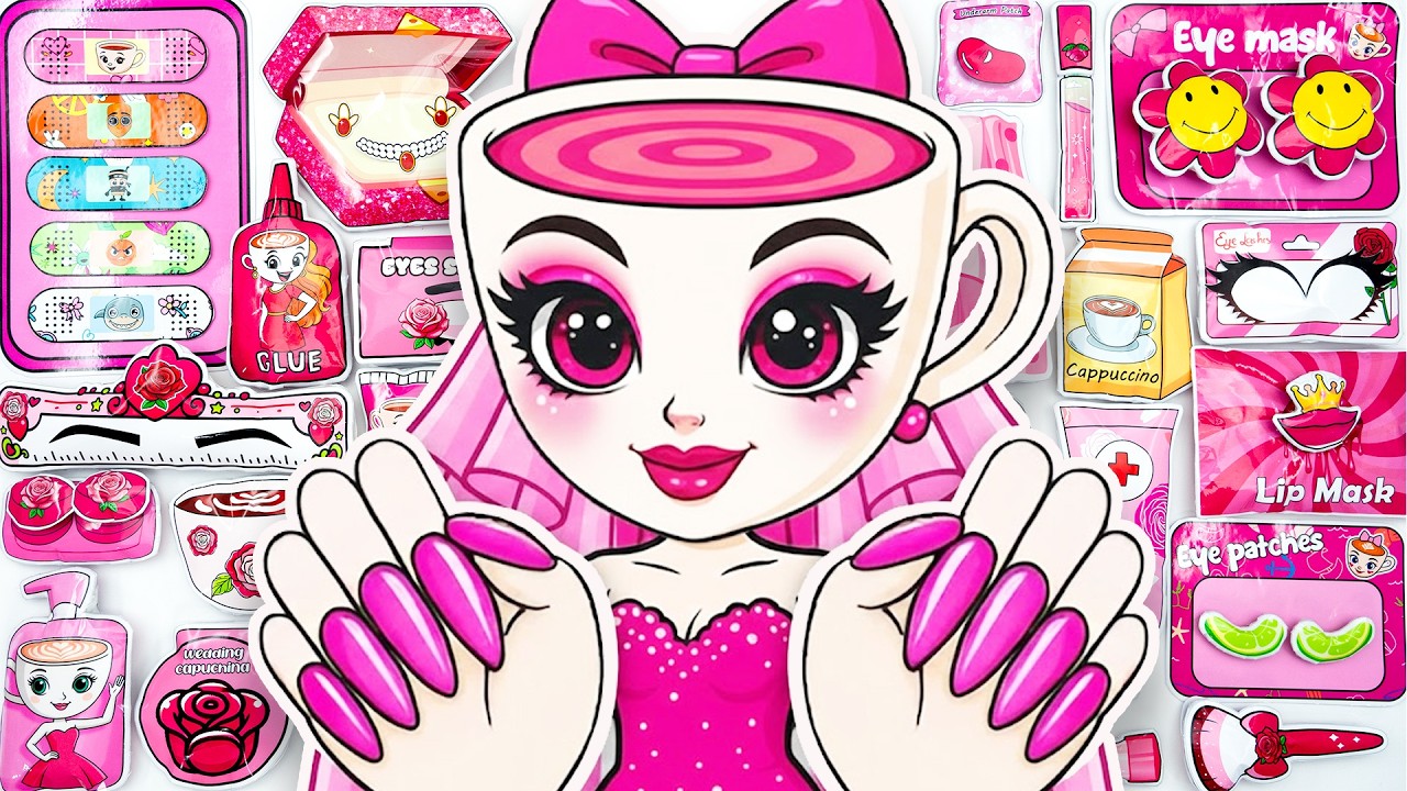 💖Paper DIY💖 Ballerina Cappuccina Glow Up Fashion + Skincare + Makeup Blind Bag Unboxing ASMR