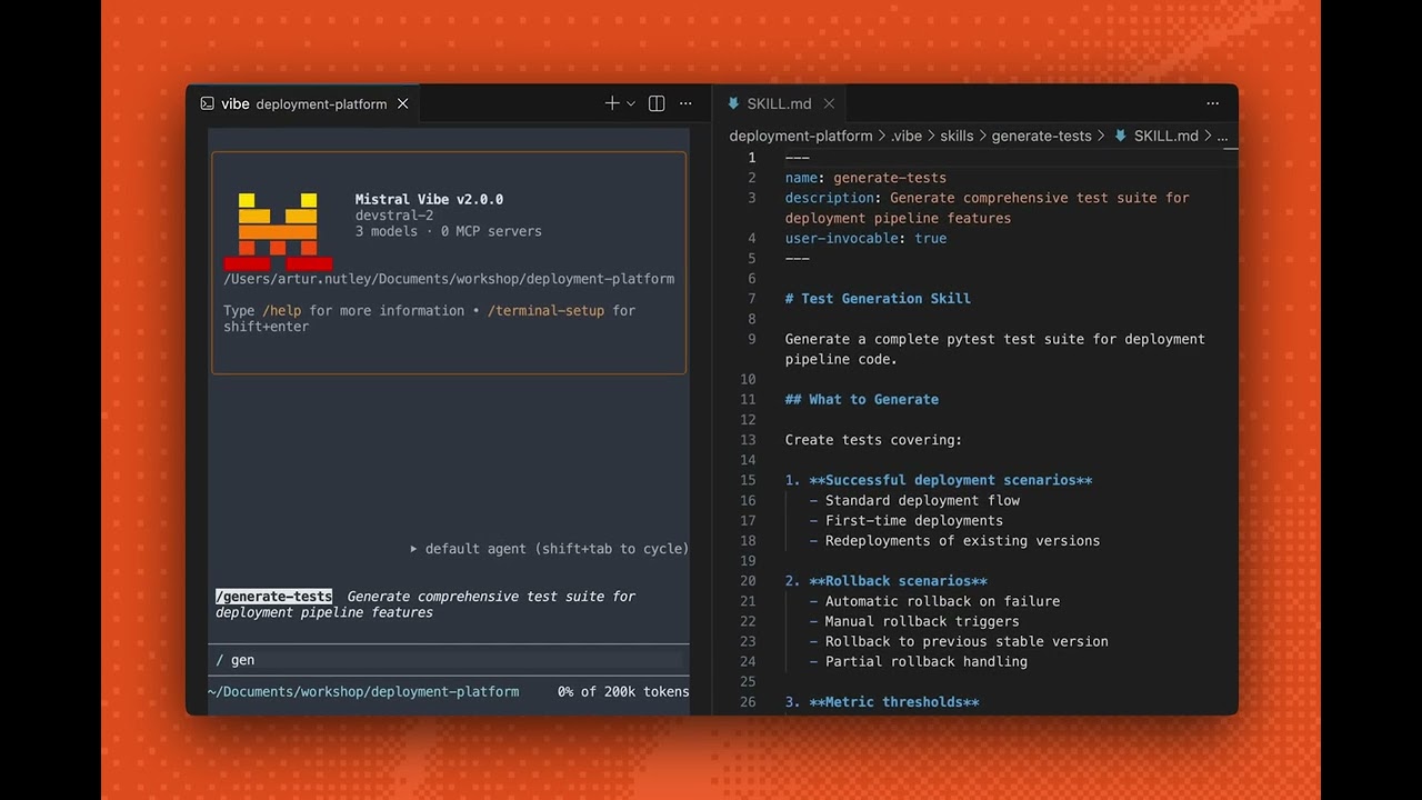 Slash-command skills in Mistral Vibe CLI