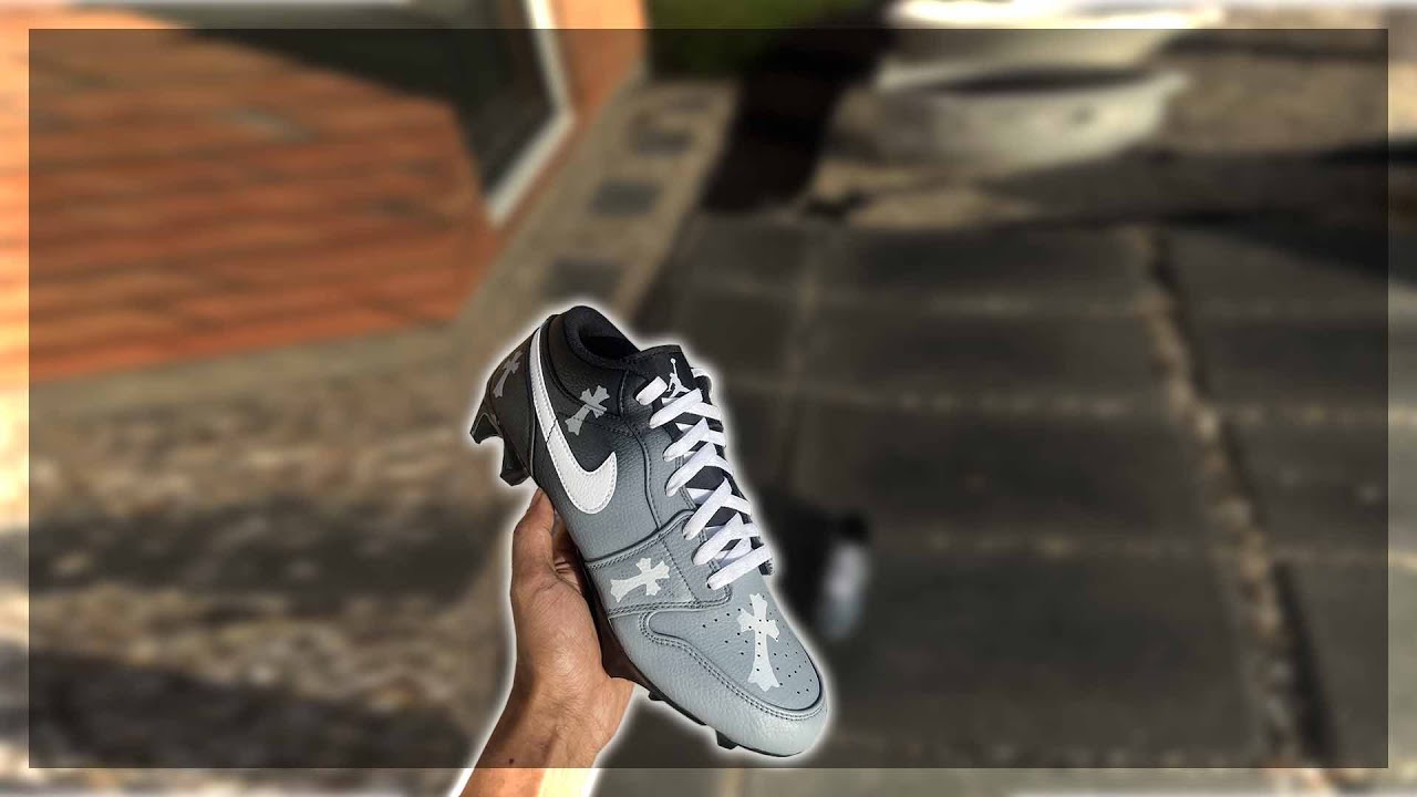 Chrome Heart Custom Jordan 1 Football Cleats