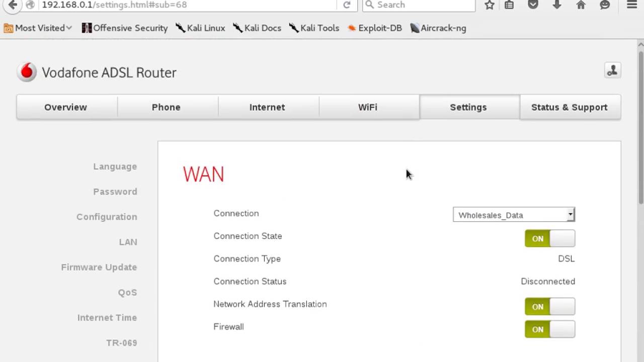 configuration routeur Vodafone Sercom AD1080 avec maroc telecom