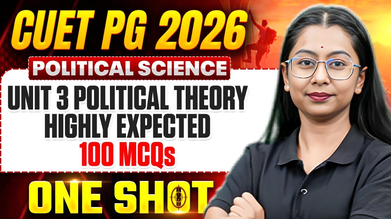 CUET PG Political Science 2026 | Unit 3 Political Theory 100 MCQs | CUET PG Political Science