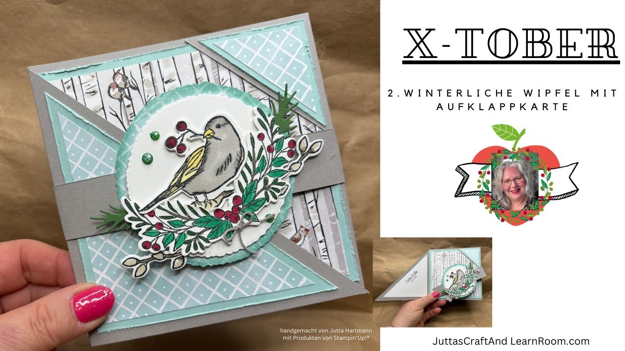 Stampin’Up! „Winterliche Wipfel“ mit den süßesten Winter Vögelchen - „X-TOBER“  - 2.Weihnachtskarte
