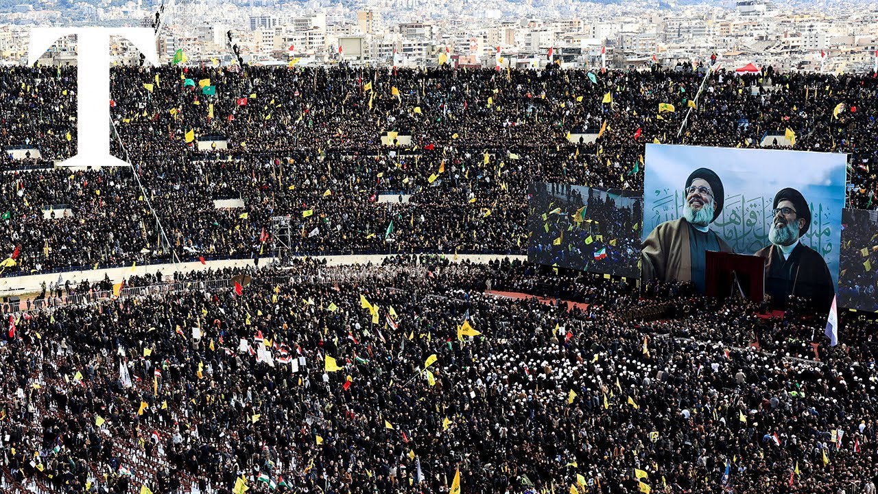 Tens of thousands gather for funeral of Hezbollah leaders