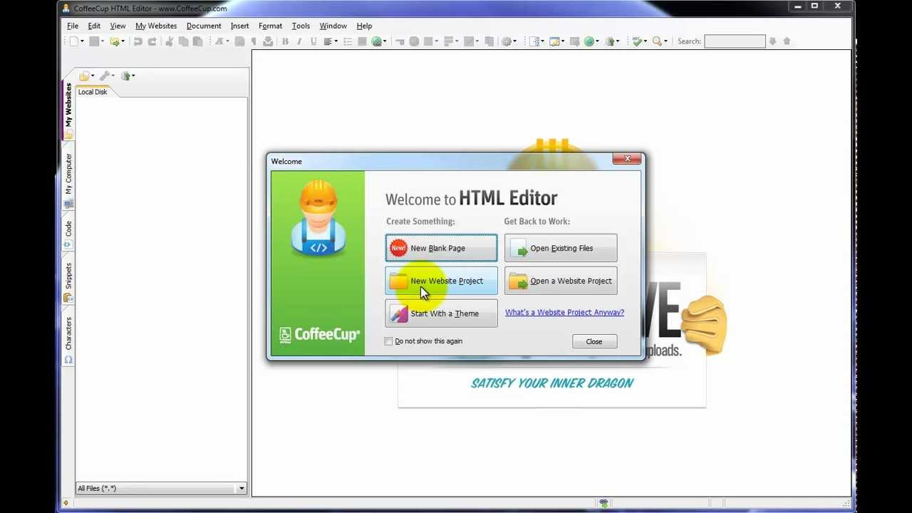 How to create a Website Project in CoffeeCup's HTML Editor