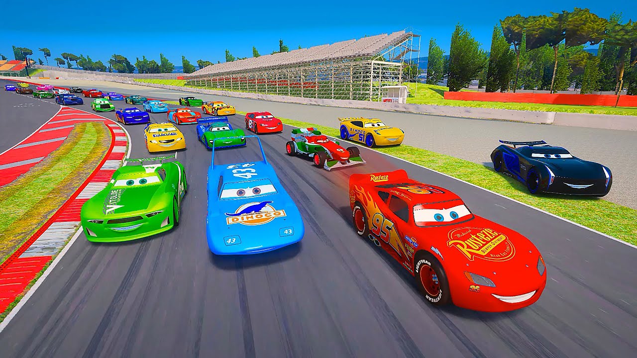 Crazy Cars McQueen Cruz Ramirez & Jackson Storm Thrilling Race at Circuit de Barcelona Catalunya