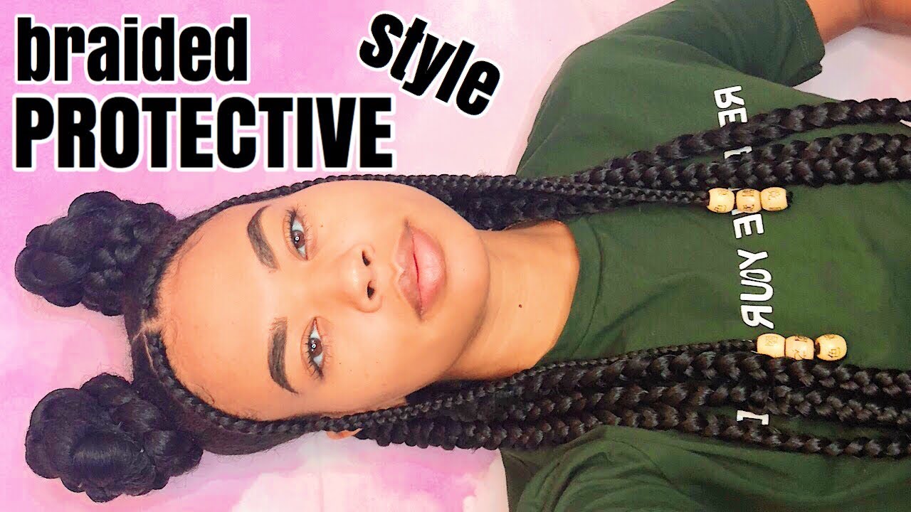 SIMPLE BRAIDED PROTECTIVE STYLE for TYPE 4 HAIR | olive chels