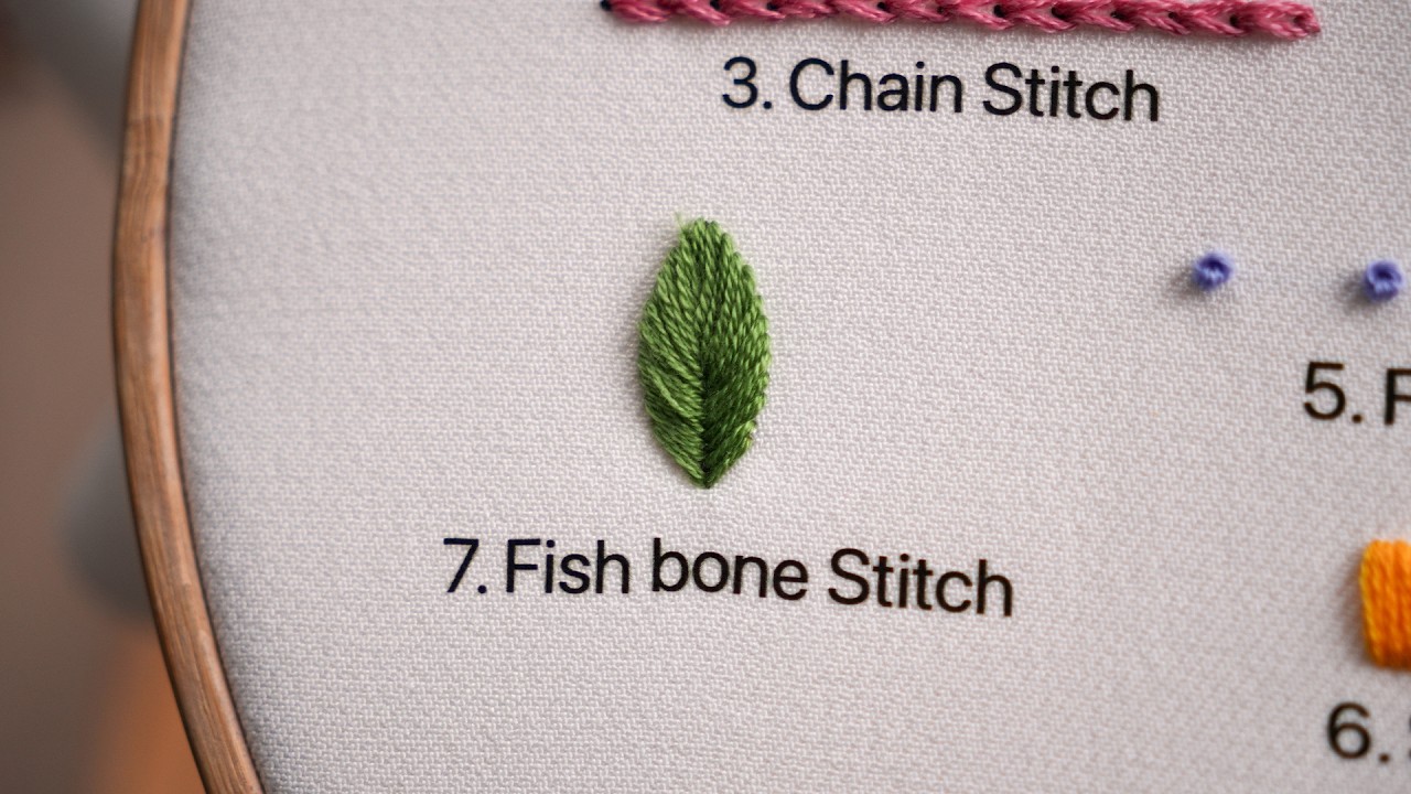 10 Minute How to do Fishbone Stitch - Hand Embroidery for Beginners.