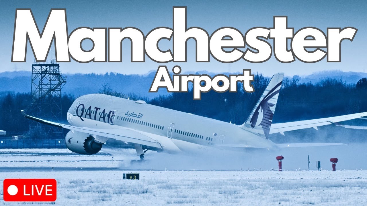 ❄️LIVE Snowy Manchester Airport Plane Spotting 🛫