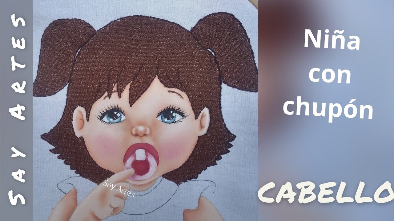 85 - Niña con chupón - Cabello fácil de bordar | Say Artes