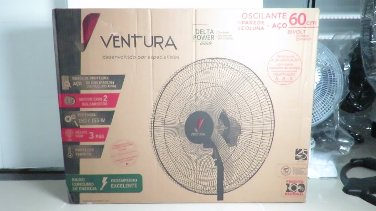 Unboxing Ventilador de Parede Oscilante Ventura 60cm Bivolt Venti-Delta Com Dimmer