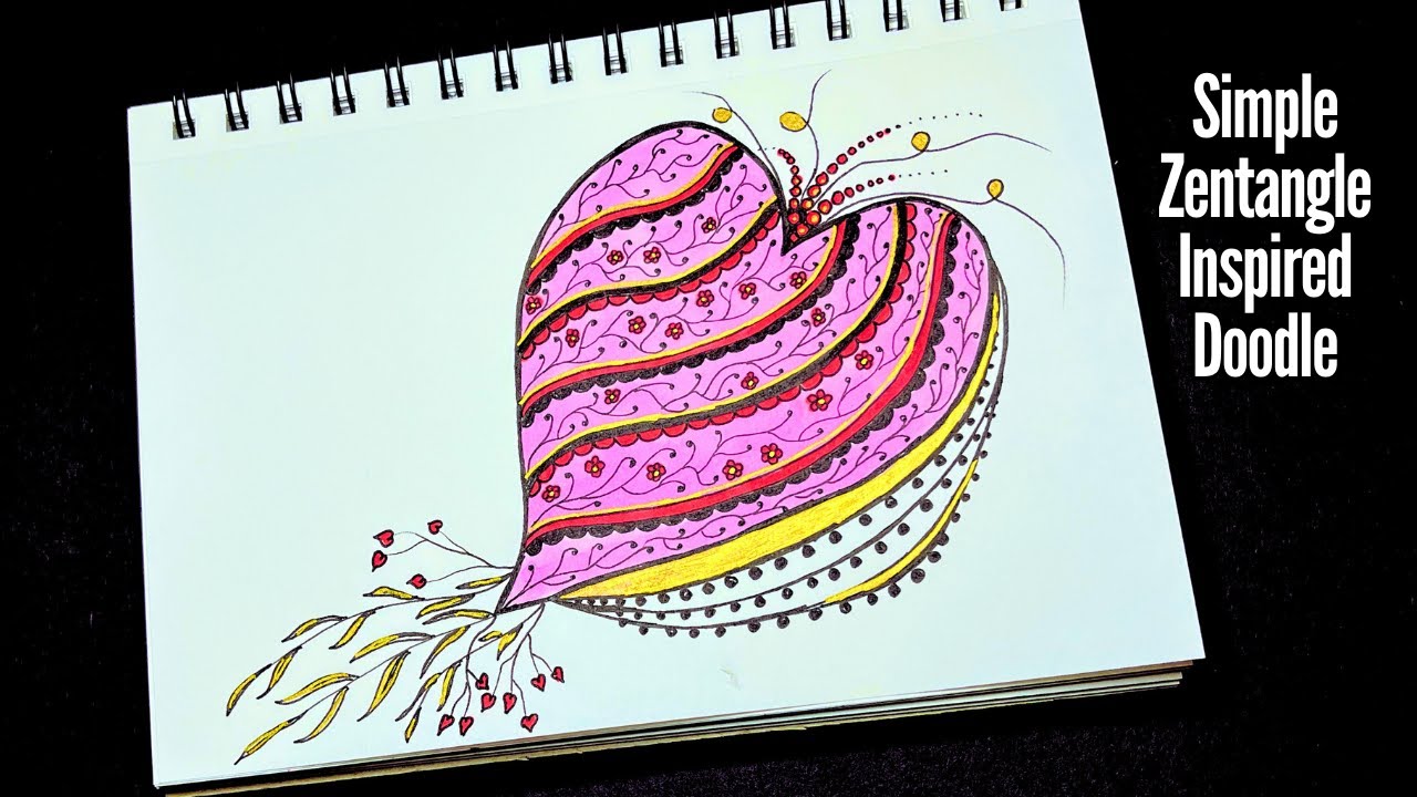 Valentine Art Doodle Inspired by Zentangle 💕 | Simple & Easy Drawing