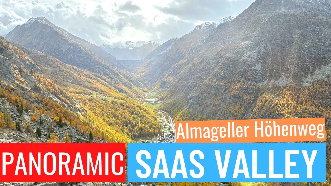 Almagell High-Altitude Trail (Almageller Höhenweg) over the Saas Valley in Switzerland