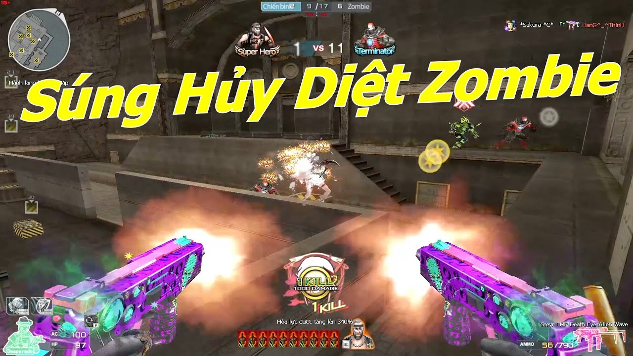 2 Khẩu S&uacute;ng Hủy Diệt Chế Độ Zombie - Tiền Zombie v4