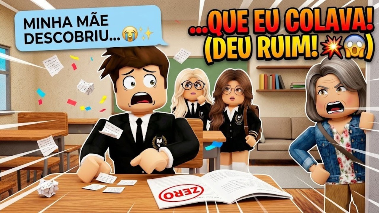 Minha Mãe Descobriu que eu Estava Colando (Deu Ruim!) - História Roblox