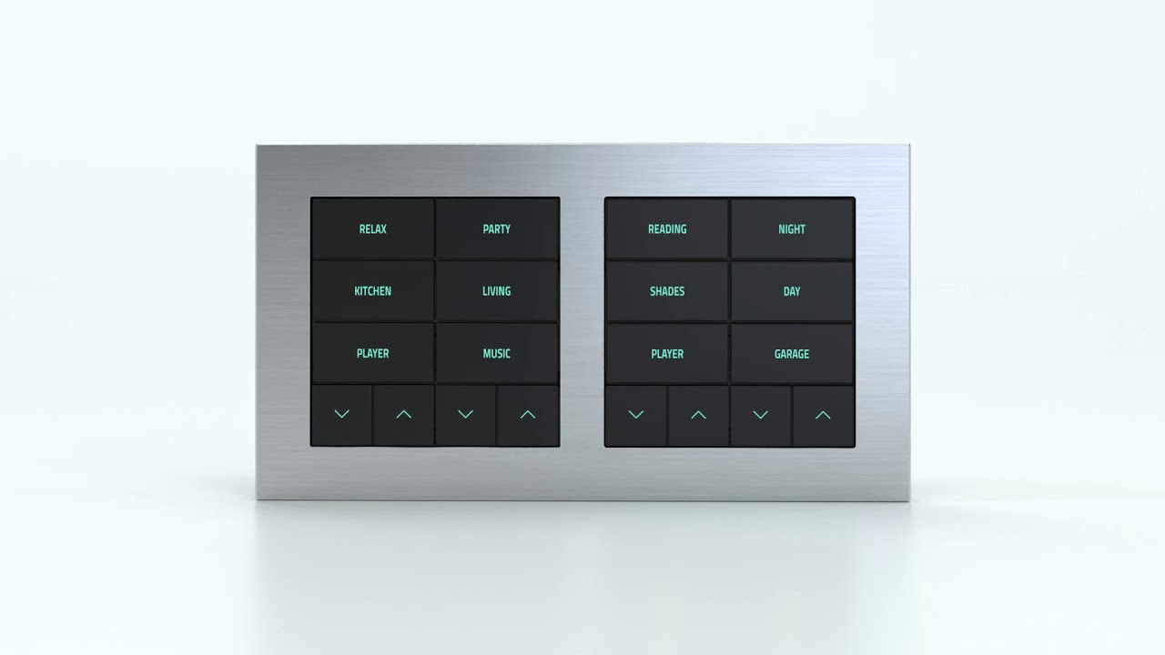 10-fold pushbutton with backlit text/symbols and proximity sensor for 2-fold plate