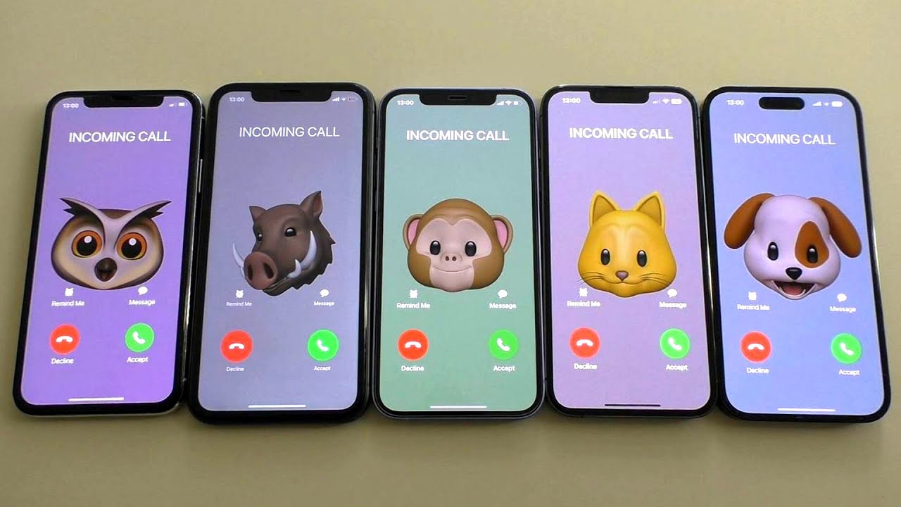 iPhone X, 11, 12, 13 Pro, 14 Pro Emoji Animals Incoming Calls