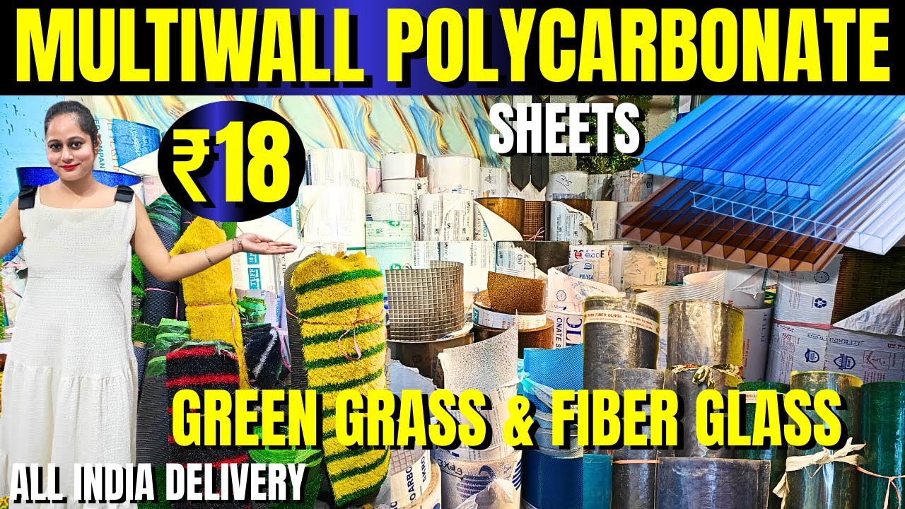 Polycarbonite Roofing Sheets Market in Delhi Green Fiber Glass Multiwall Artificial Green Grass