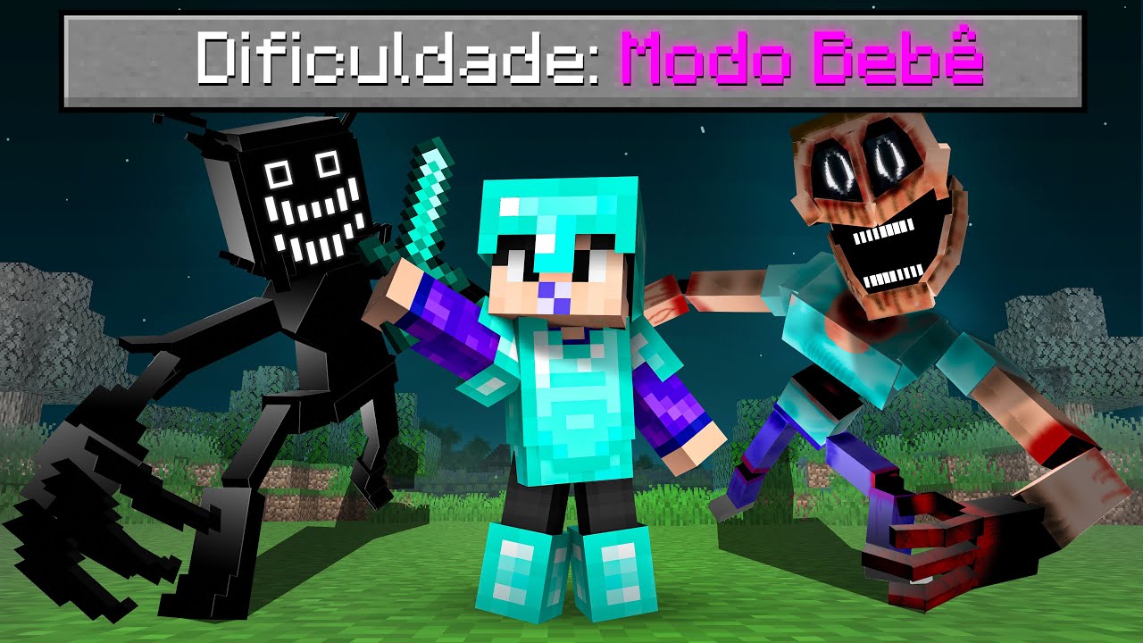 DIFICULDADE BEBE vs TODOS OS MODS DE TERROR NO MINECRAFT