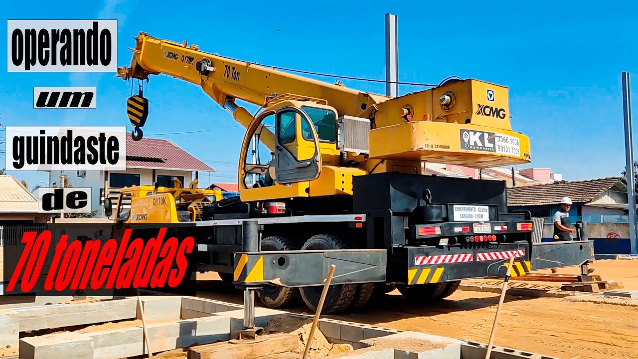 incr&iacute;vel operando um guindaste de 70 toneladas