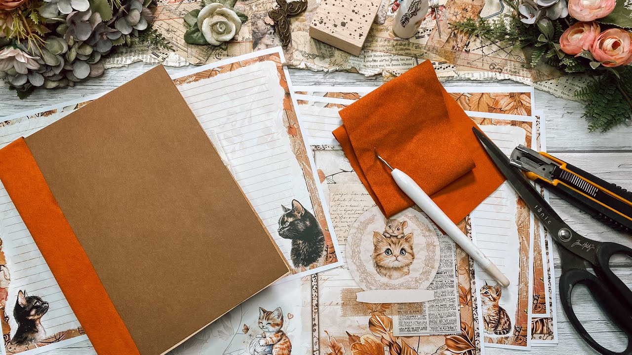 Junk Journal / deutsch / Katzen Journal / Basics - Einfaches Cover aus Amazon Pappe