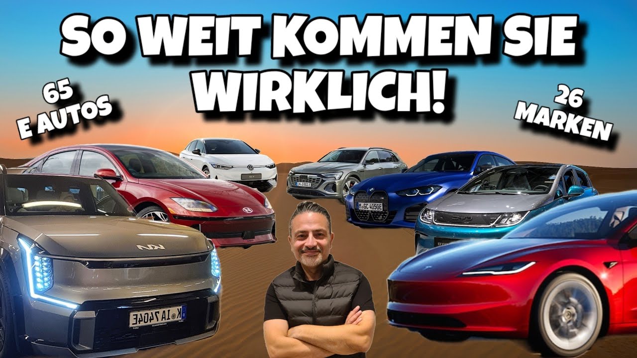 ECHTE Reichweite und Verbrauch von 65 Elektroautos und 26 Herstellern getestet!