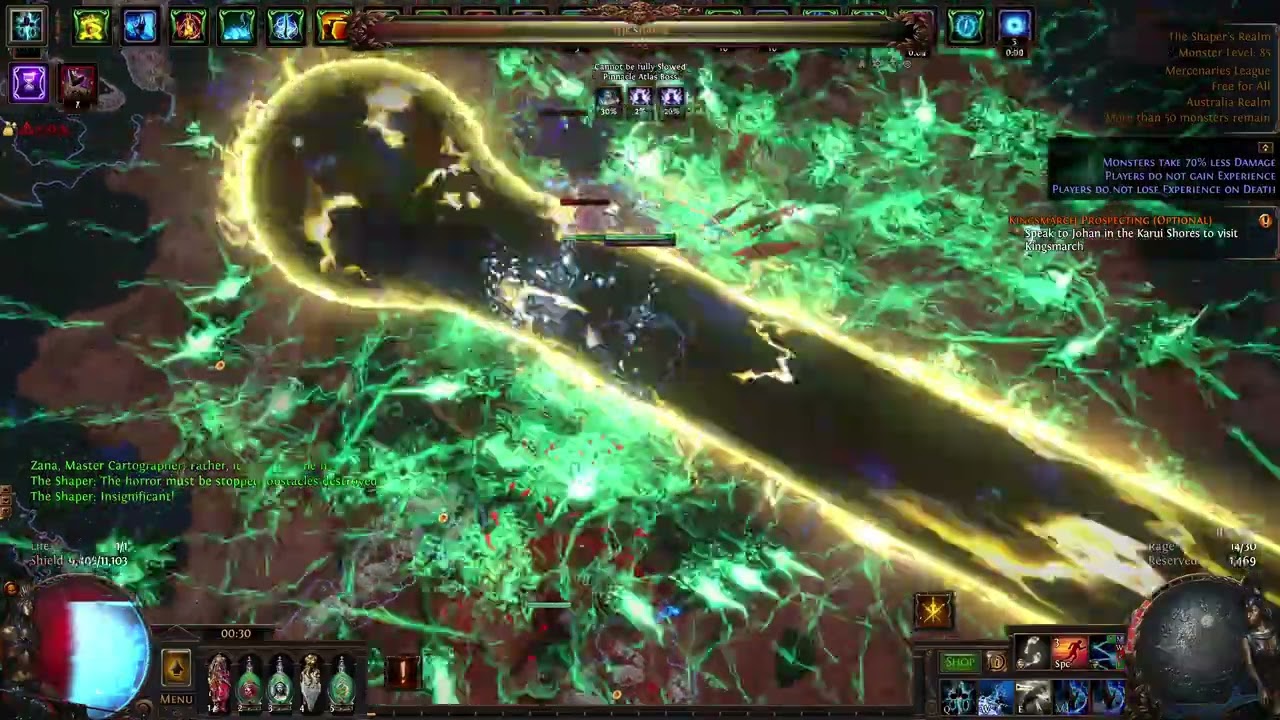 Int Stacking KB of Fragmentation Deadeye vs Uber Shaper (PoE 3.26 Mercenaries)