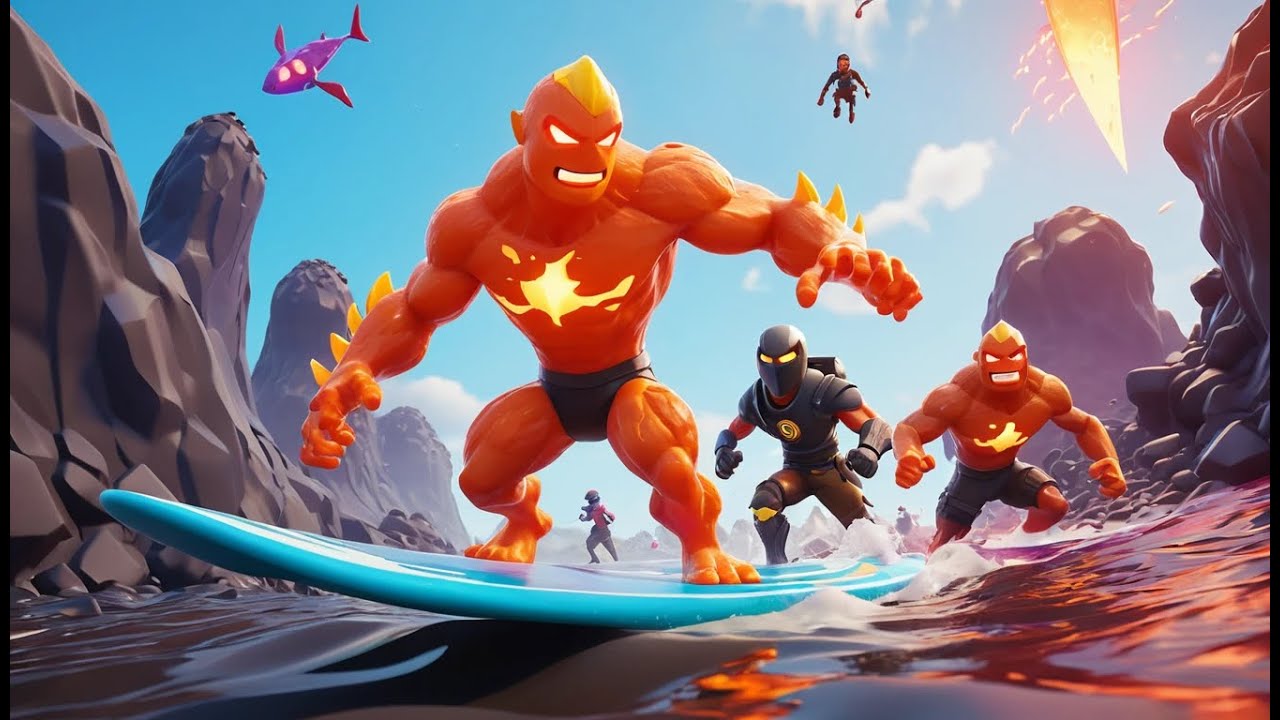 Fortnite Tiny Hero Surfed Across the Lava | Nursery Rhymes for Kids & Baby Songs