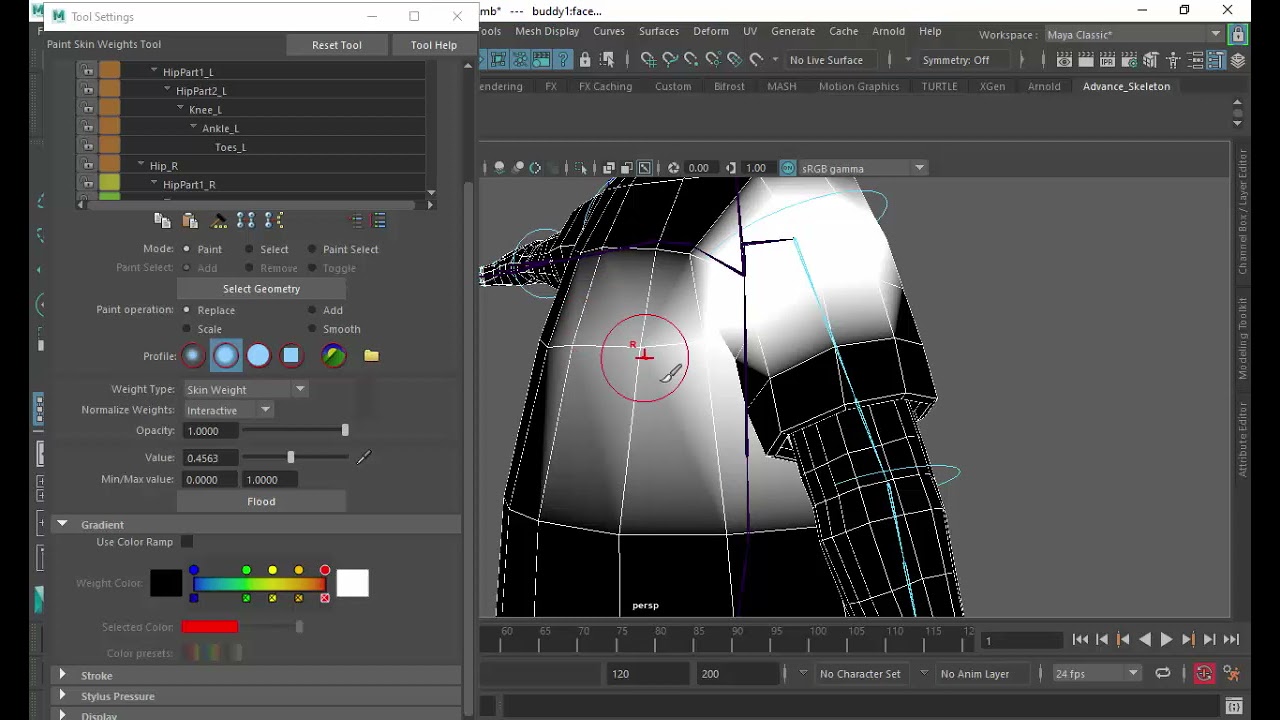 [Maya] Paint skin weight