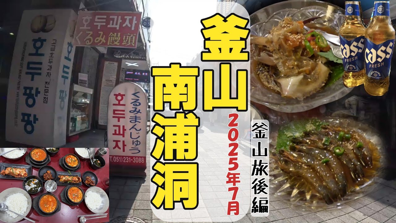 韓国・釜山旅2025年７月後編「釜山ならではの美味しい食事・南浦にあるタワーヒルホテルのご紹介」何故か3日目の朝トレゴレに向かう動画がぼやけてます・・・すみません！