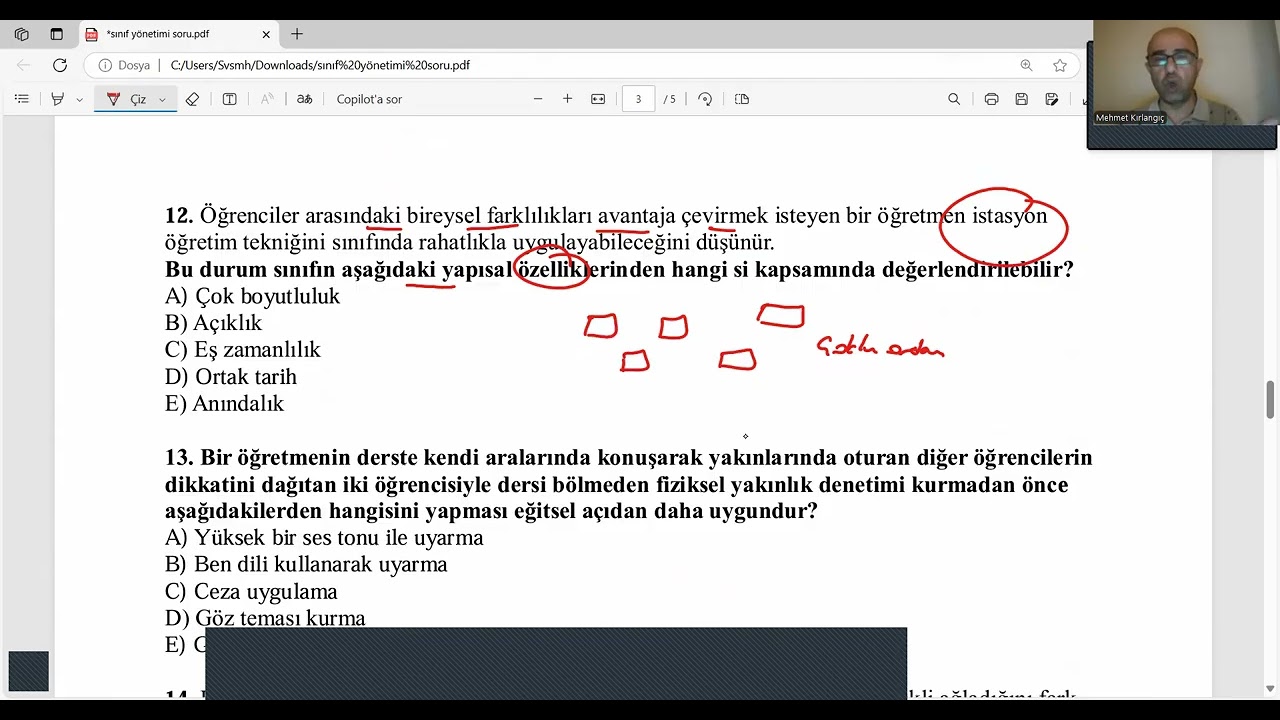 AGS Soru Çözümü 14. Video: Sınıf Yönetimi, Uzm: Mehmet KIRLANGIÇ