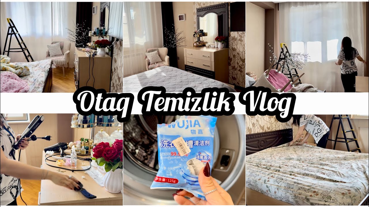 Təmizlik Vlog | Otaq təmizliyi | Temudan gələn pərdə və pastel dəsti necədir?🌼