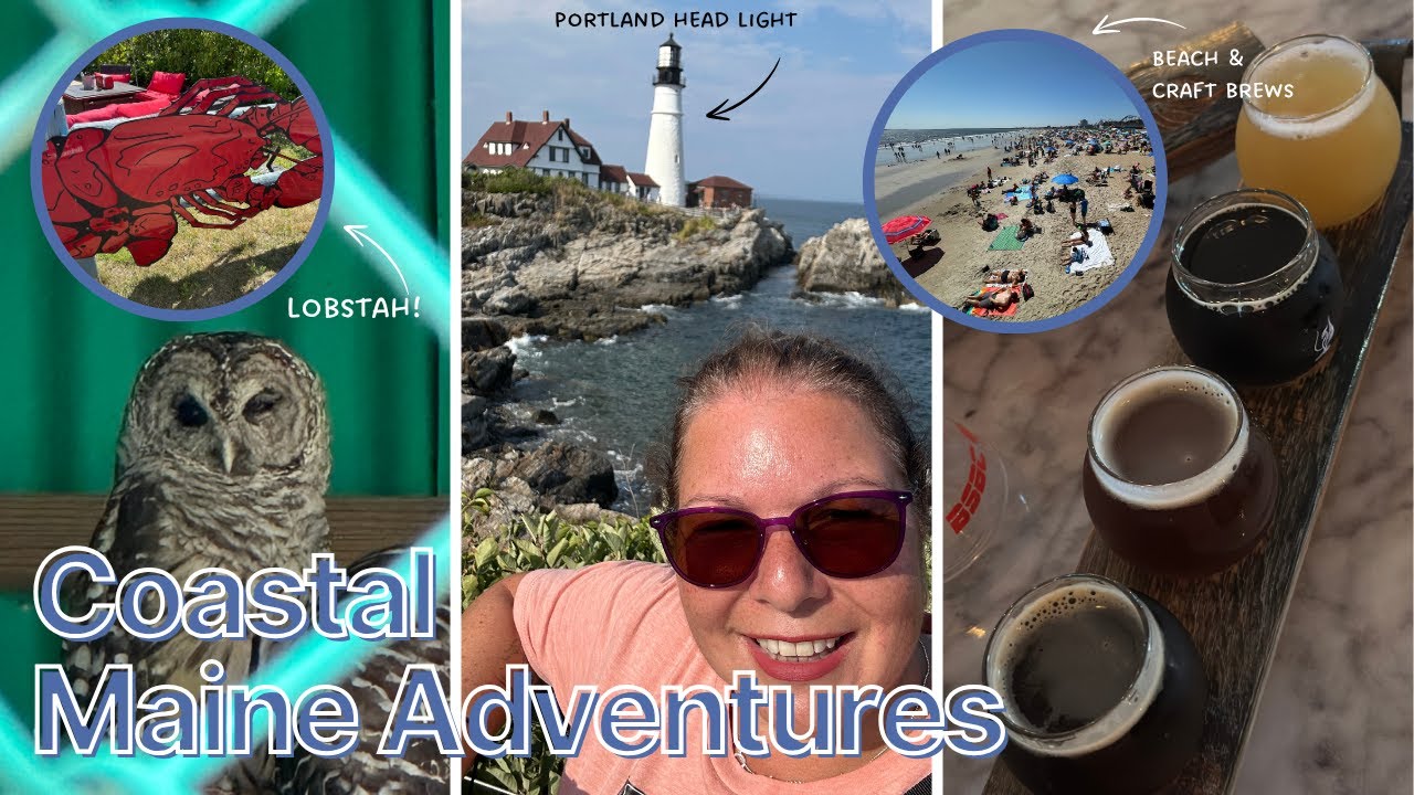 Exploring Coastal Maine! Old Orchard Beach, Wildlife Park & Portland Head Light Adventure 🦞🌊