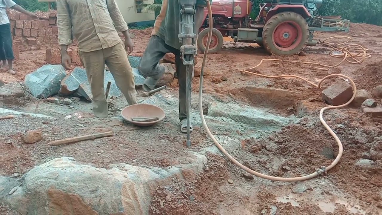 Hard Rock Drilling Tractor Compressor Machine | How To Cutting Hard Rock