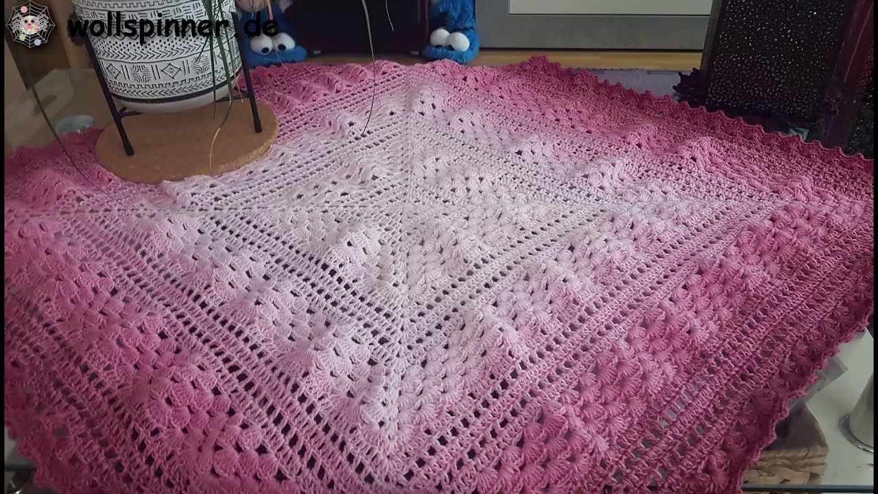 Häkelanleitung - Muschel Tischdecke selbst häkeln aus Bobbel, Farbverlaufsgarn, Wolle