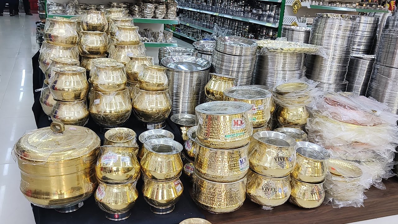 விதவிதமான பொங்கல் வெண்கல பித்தளை பானைகள் மற்றும் பித்தளை இட்லி பாத்திரம் விளக்கு வகைகள்