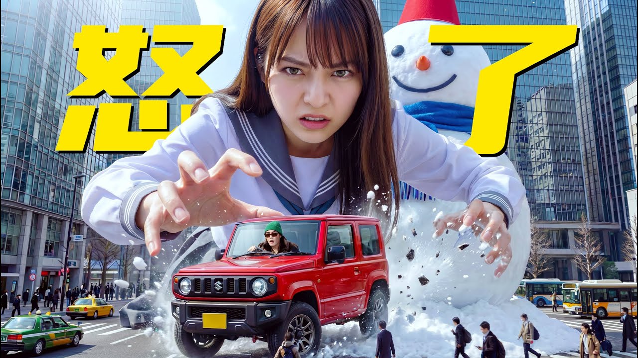 50 米雪人擋路？小夥一腳油門，女巨人怒了！50-Meter Snowman Blocking the Road? Guy Hits the Gas&mdash;Giantess Flips Out!