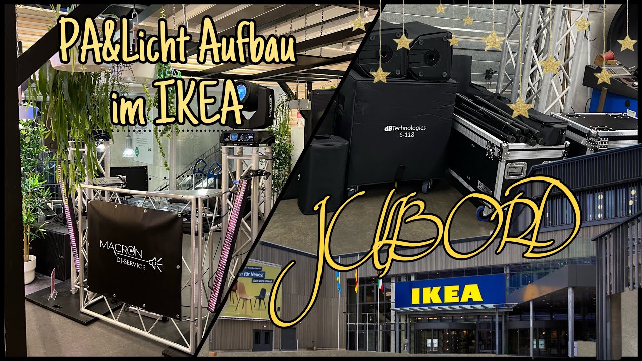 PA-und Lichtaufbau im IKEA Store | Julbord | Reicht 1x 18“? | Giglog | VIO S118r | RCF 910 | Beam7r