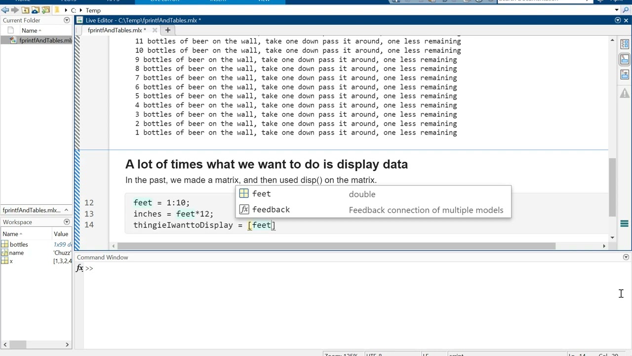 Tables with fprintf in Matlab