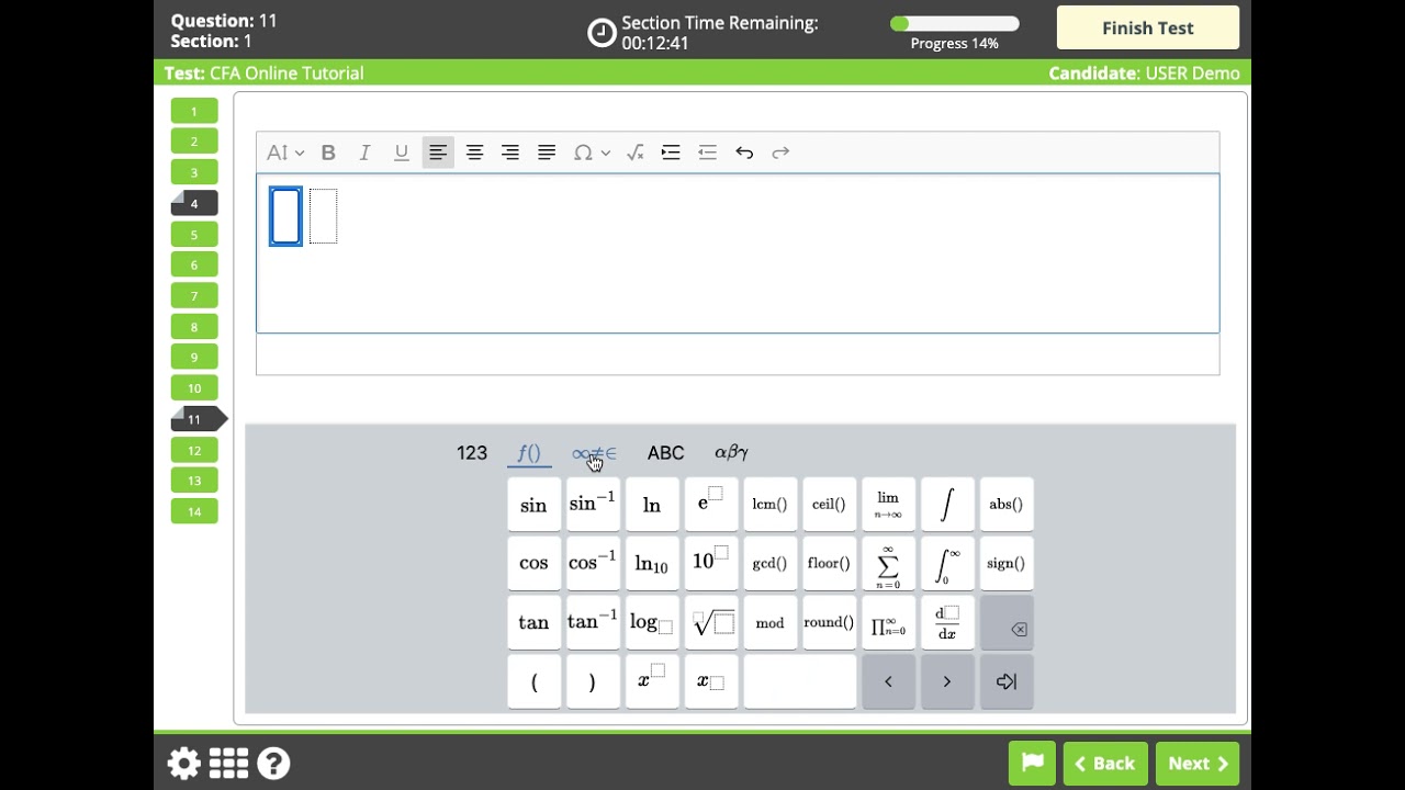 CFA Level 3 Exam Day Prometric Equation Editor