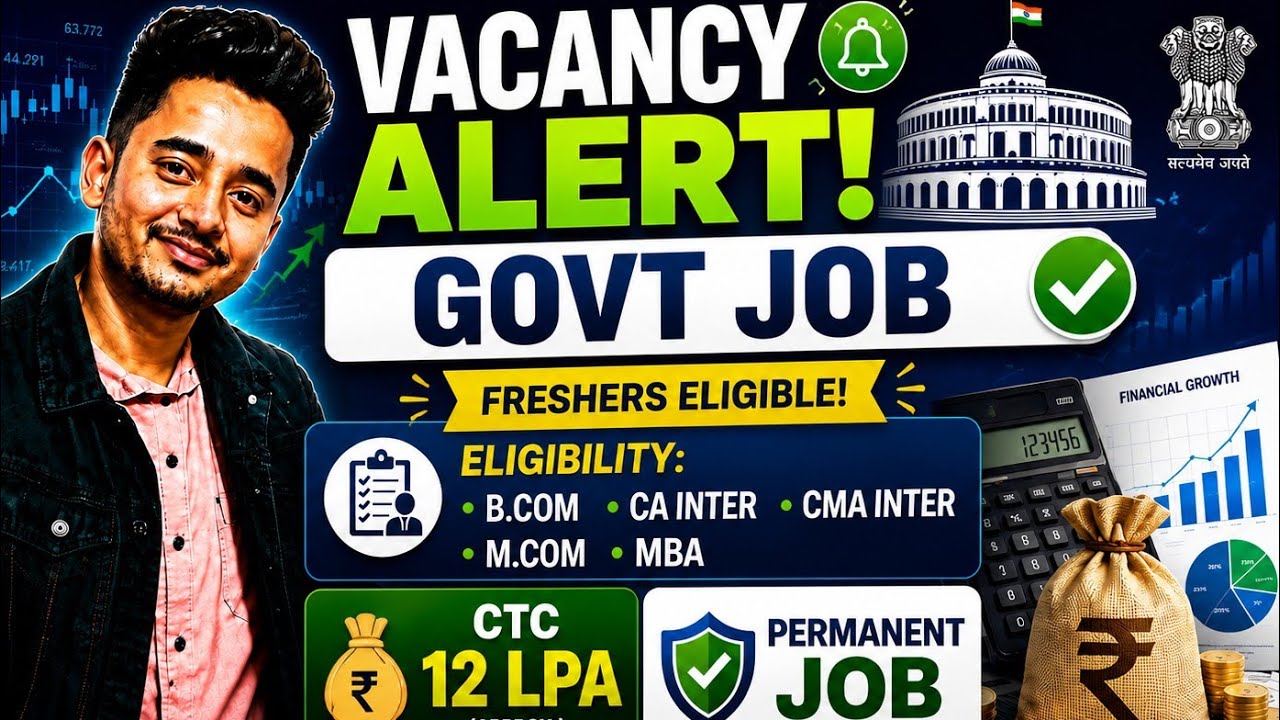 New Govt Job 2026 | Junior Accountant Recruitment | B.Com, CA/CMA Inter, MBA, M.Com | Freshers