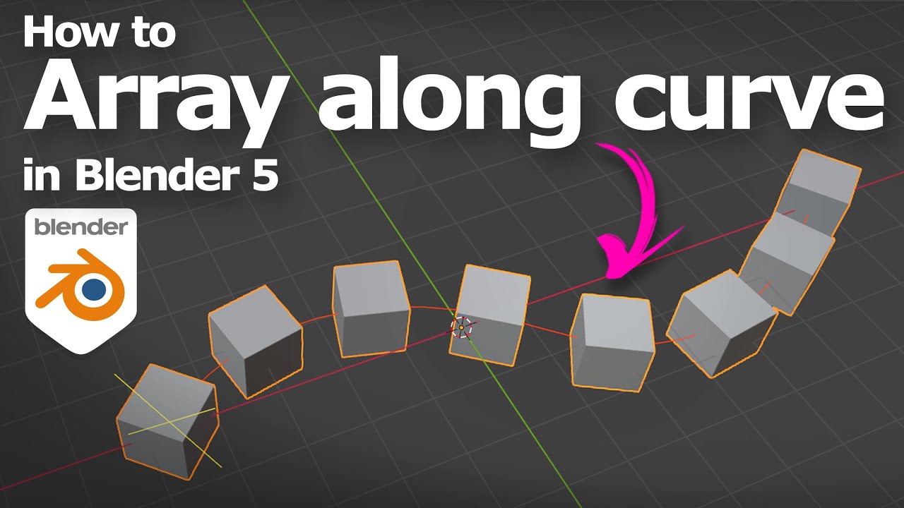 Как создать массив вдоль кривой в Blender 5