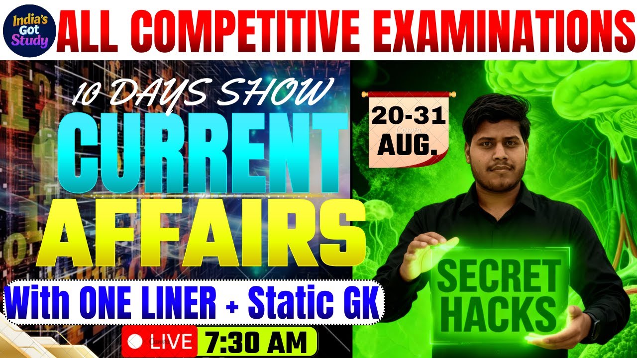 AUGUST 2025 Current Affairs | Day-4 |  रेलवे, SSC, Bihar Exams | Monthly Current Affairs #ABSIR