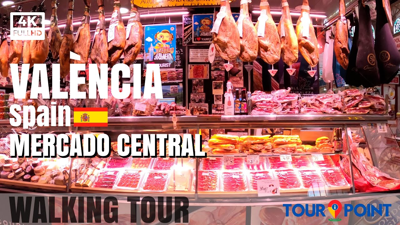 Valencia Spain walking tour MERCADO CENTRAL 4K Ultra HD