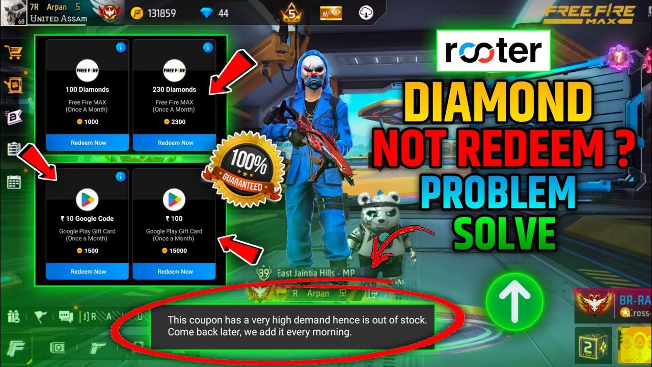 Rooter Diamond Not Redeem Problem Solve | Rooter Diamond Redeem Problem Solved | Rooter App Problem
