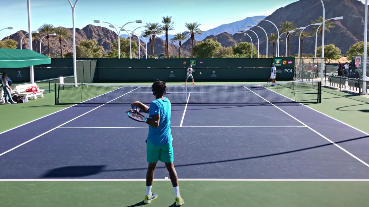 Gael Monfils & Adrian Mannarino | IW Practice (Court Level 60fps)