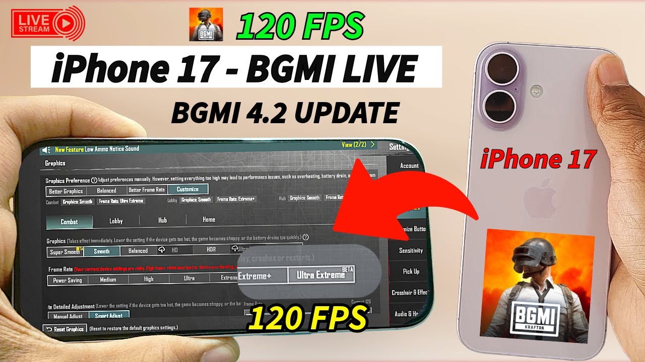IPHONE 17 120 FPS BGMI LIVE TEST | iPHONE 17 BATTERY, PERFOMANCE, GAMING TEST | GERALT BGMI