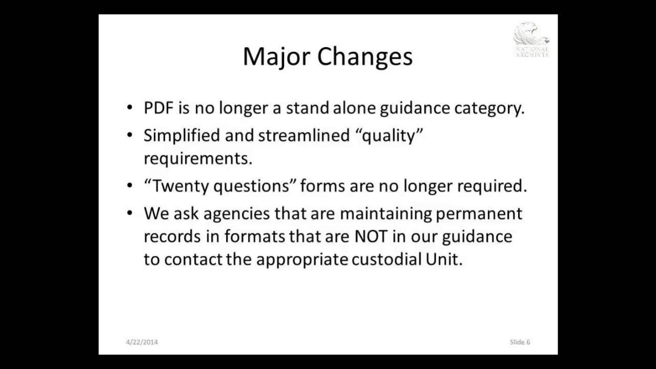 NARA's Revised Transfer Guidance from planning to practice