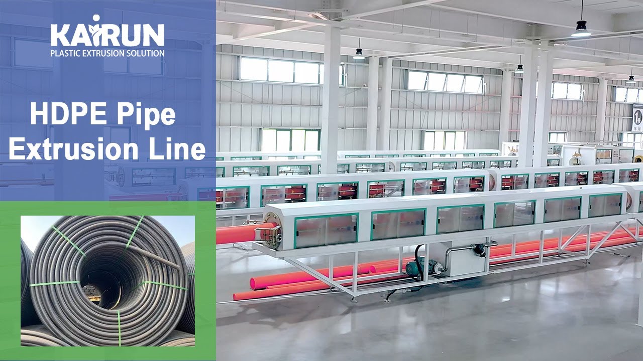 HDPE Pipe Production Line, PE Pipe Extrusion Line, Extruder Machine - Kairun Machinery