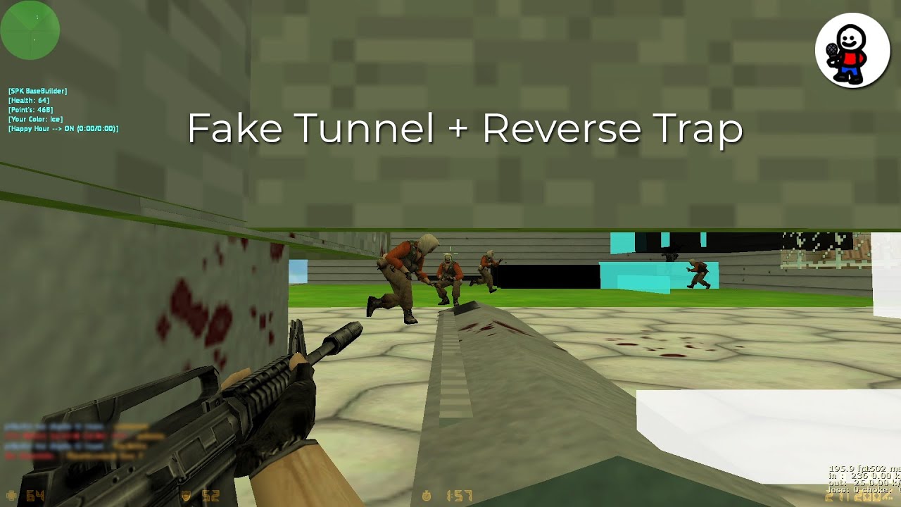 Fake tunnel + Reverse trap | Counter Strike 1.6 | Basebuilder