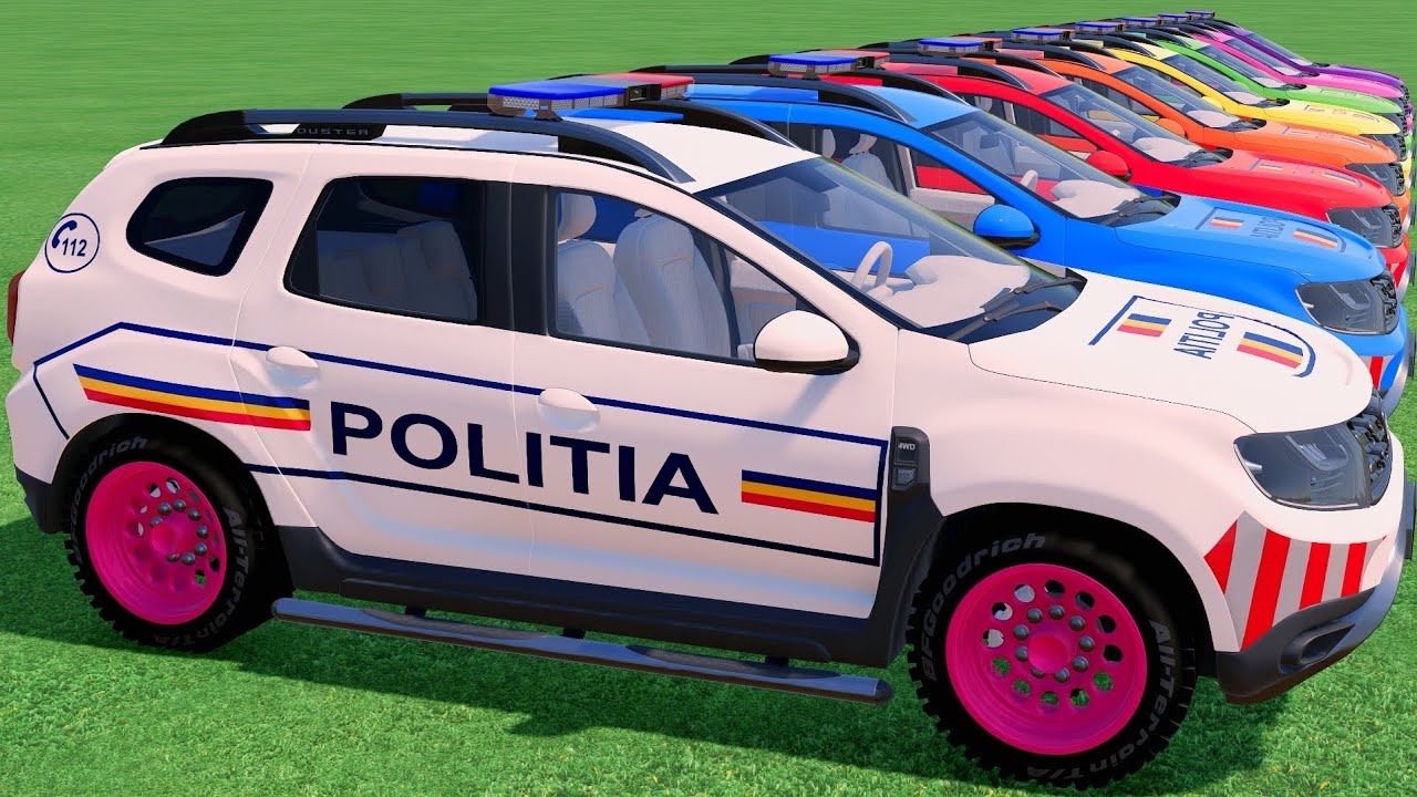 GO! POLICE CARS, AMBULANCE, FIRE TRUCK, COLORFUL CARS WITH TRUCK & TRAIN FARMING SIMULATOR 22! #134